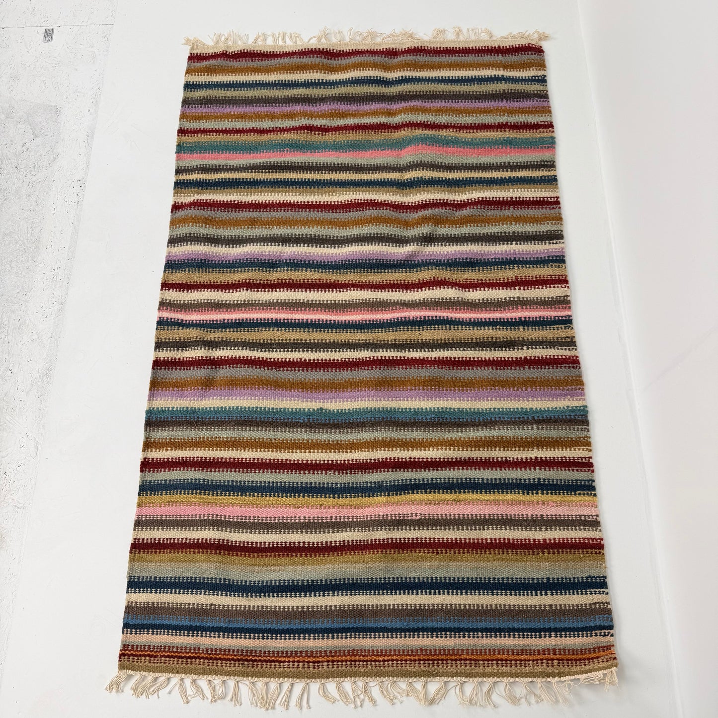 Hand Knotted Reversible Flat Weave Pure Wool Colourful Kilim Woollen Rug 3ft x 5ft