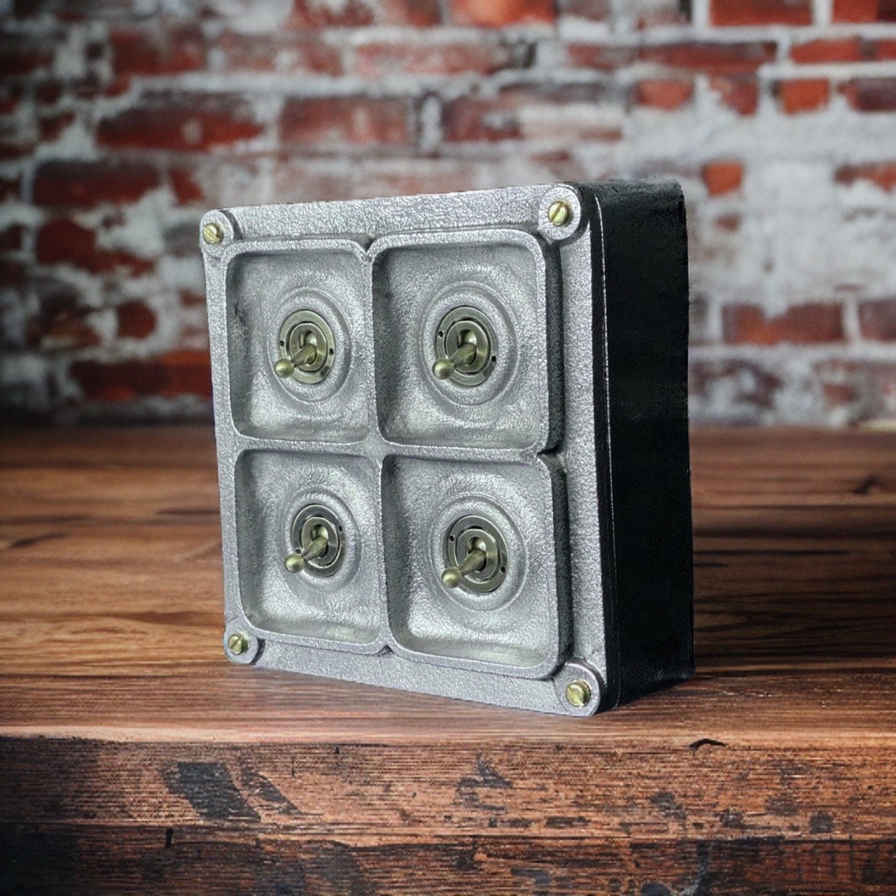 4 Gang 2 Way Solid Cast Metal Light Switch Industrial - BS EN Approved Vintage Crabtree 1950’s Style