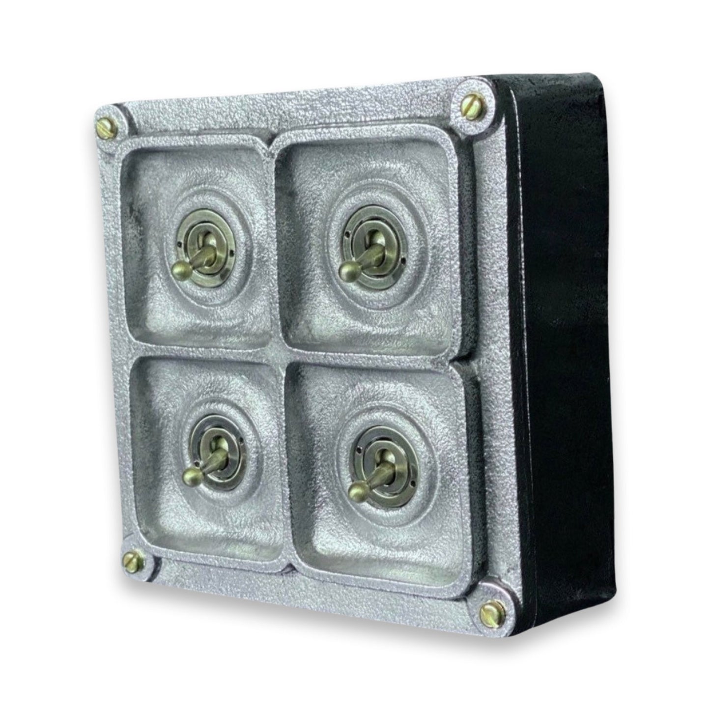 4 Gang 2 Way Solid Cast Metal Light Switch Industrial - BS EN Approved Vintage Crabtree 1950’s Style