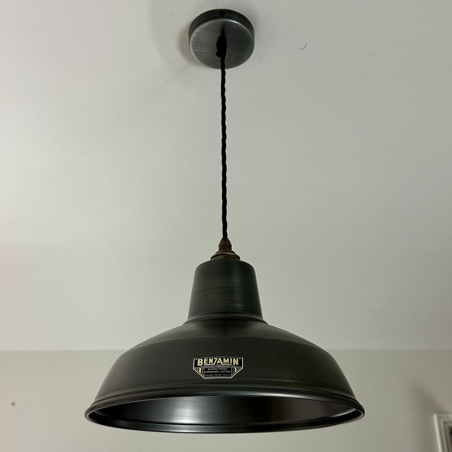 Filby ~ Pewter Grey RLM Reflector Lampshade Pendant Set Light ~ 12.5 Inch