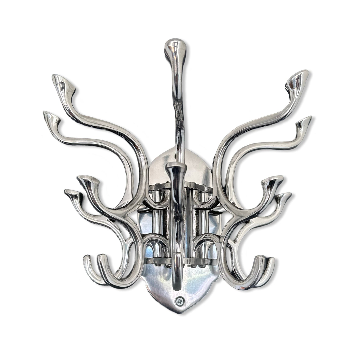 Metal Swivel Coat Rack | Polished Chrome | Rustic | Handmade | Vintage Style | Art Deco