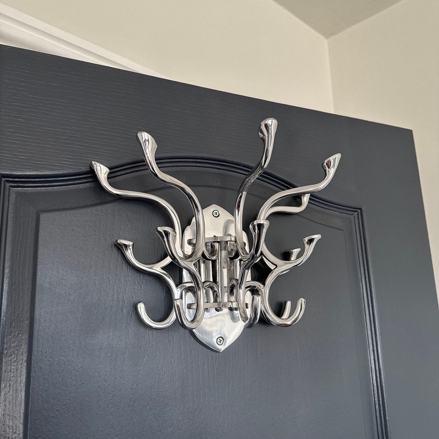 Metal Swivel Coat Rack | Polished Chrome | Rustic | Handmade | Vintage Style | Art Deco