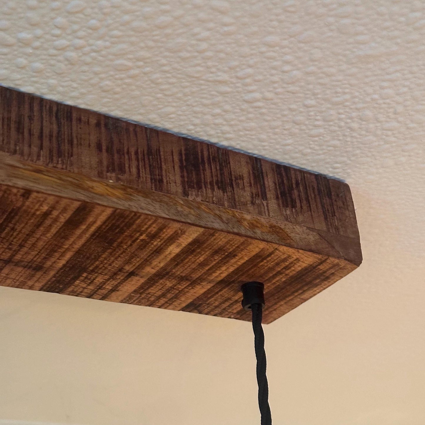 Lenwade ~ 3 x Glass Lampshade Pendant Set Wooden Track Light | Dining Room | Kitchen Table