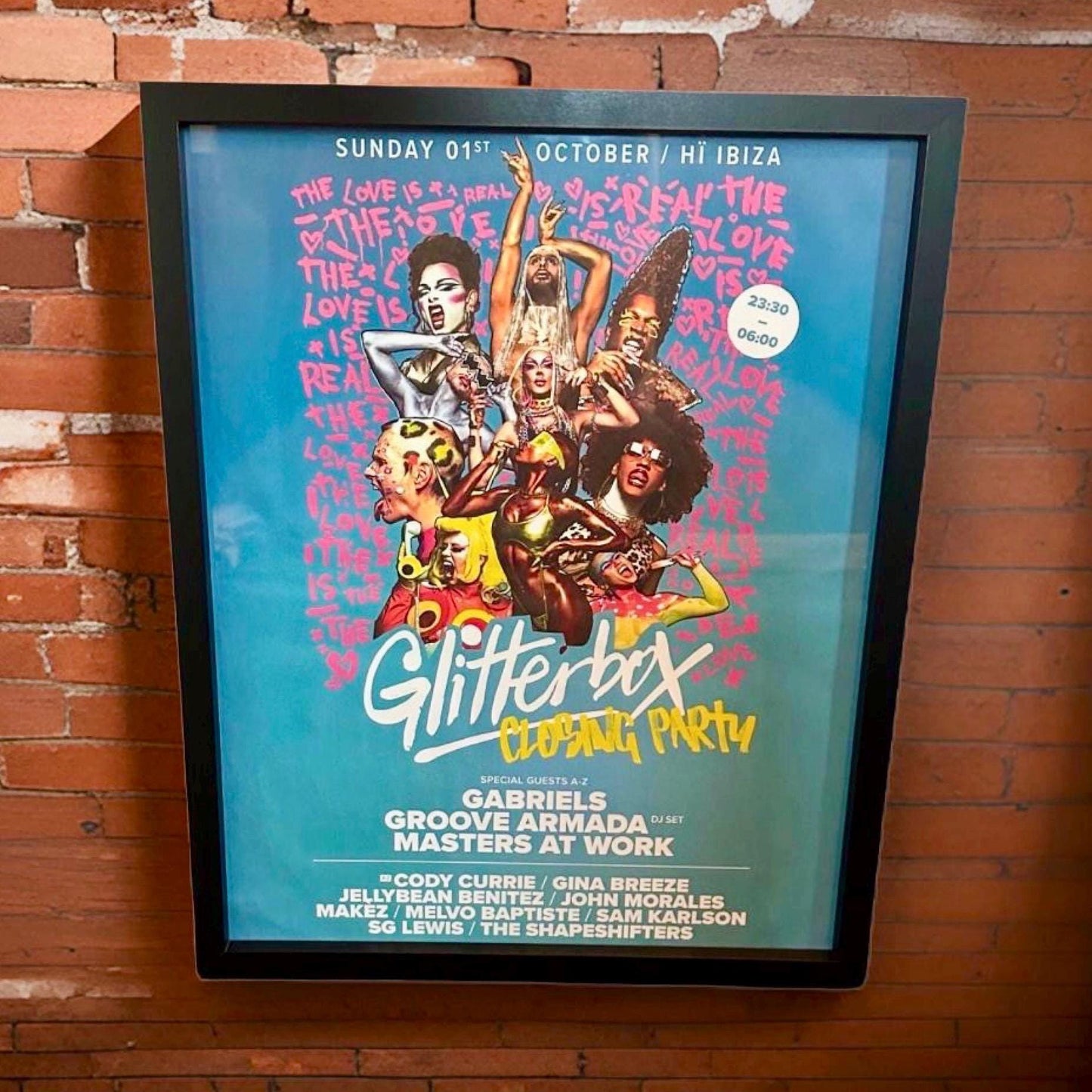 Rare Glitterbox Closing Party ~ Genuine Hi Ibiza Framed Dj Artwork | Luxury Black Frame