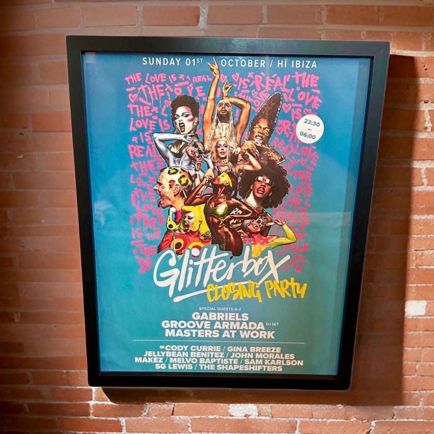 Rare Glitterbox Closing Party ~ Genuine Hi Ibiza Framed Dj Artwork | Luxury Black Frame