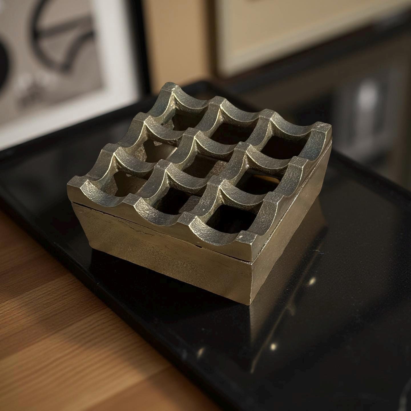 Antique Brass Handcrafted Cast Ashtray - Vintage Style Cigar Holder Ashtray - Heavy Cigarette Ashtray
