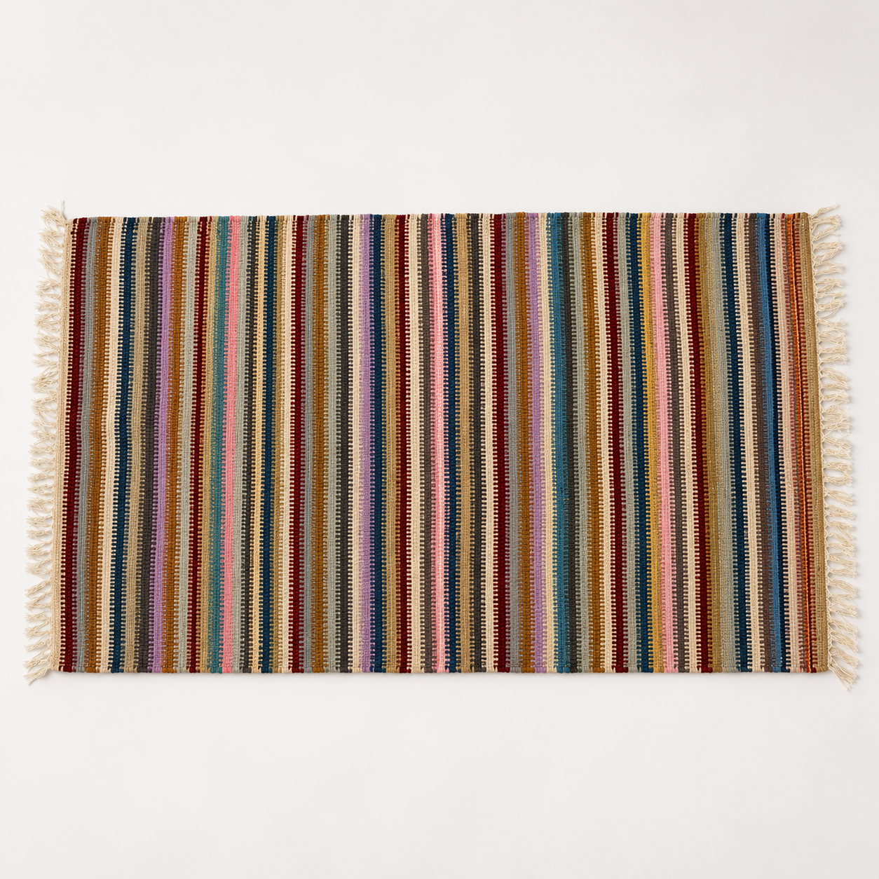 Hand Knotted Reversible Flat Weave Pure Wool Colourful Kilim Woollen Rug 3ft x 5ft