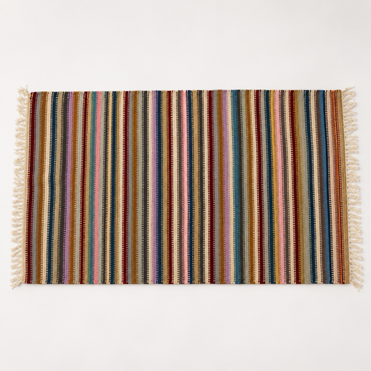 Hand Knotted Reversible Flat Weave Pure Wool Colourful Kilim Woollen Rug 3ft x 5ft