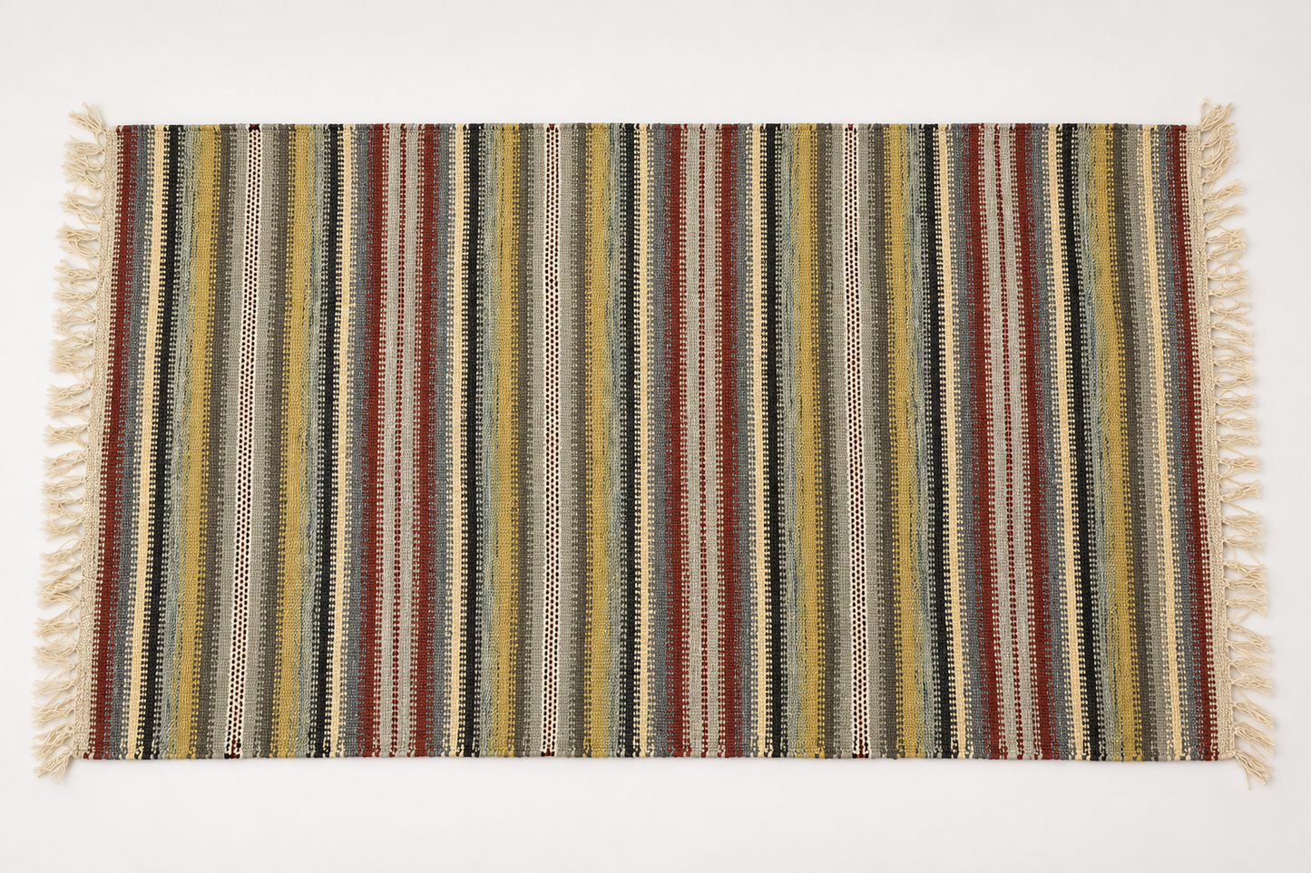Hand Knotted Reversible Flat Weave Pure Wool Colourful Kilim Woollen Rug 3ft x 5ft