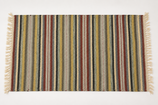 Hand Knotted Reversible Flat Weave Pure Wool Colourful Kilim Woollen Rug 3ft x 5ft