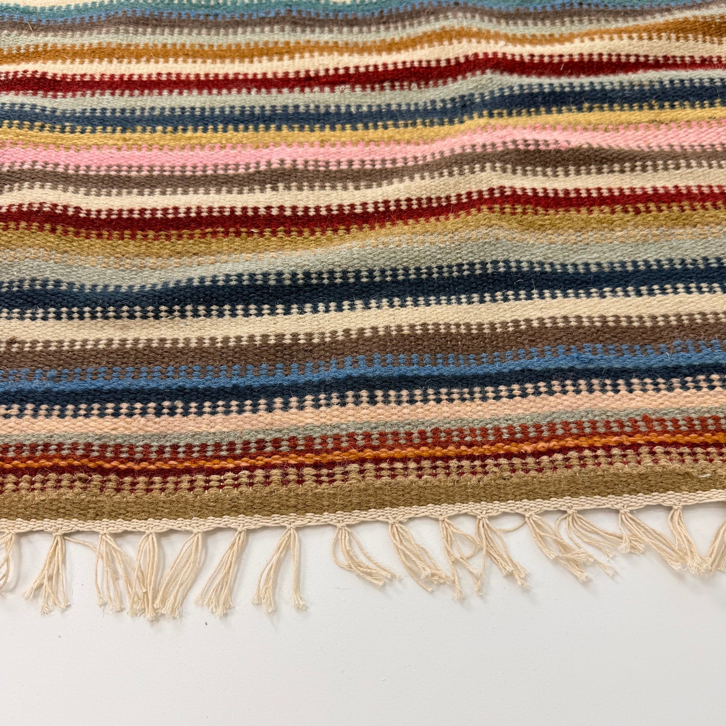 Hand Knotted Reversible Flat Weave Pure Wool Colourful Kilim Woollen Rug 3ft x 5ft