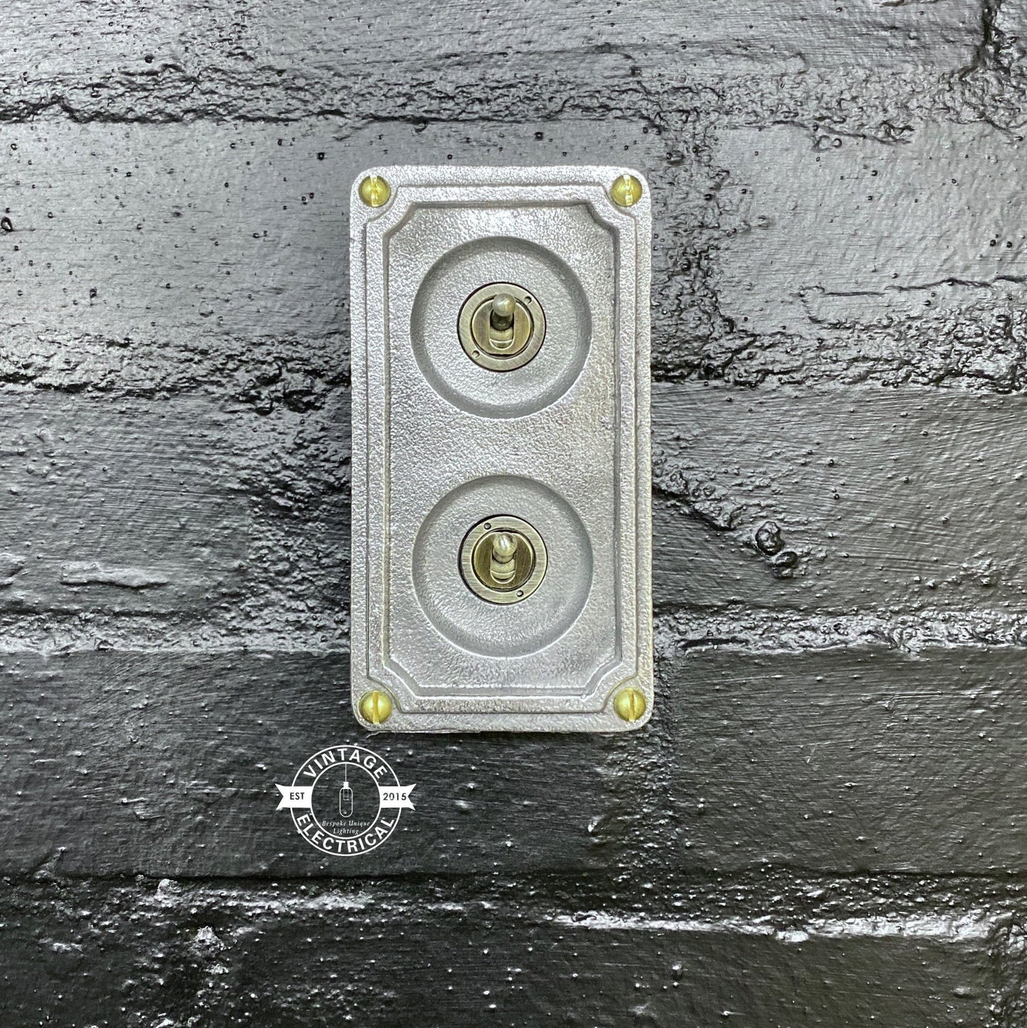 Double 2 Gang Solid Cast Metal Conduit Light Switch Industrial 2 Way - BS EN Approved Vintage Crabtree 1950’s Style