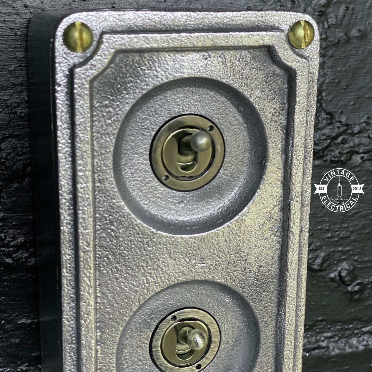 Double 2 Gang Solid Cast Metal Conduit Light Switch Industrial 2 Way - BS EN Approved Vintage Crabtree 1950’s Style