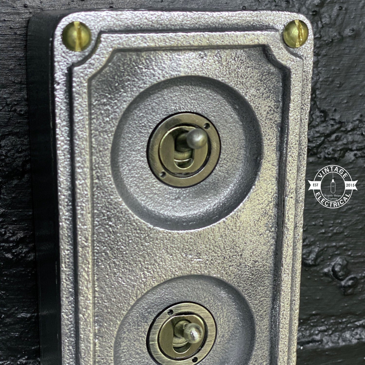 Double 2 Gang Solid Cast Metal Conduit Light Switch Industrial 2 Way - BS EN Approved Vintage Crabtree 1950’s Style
