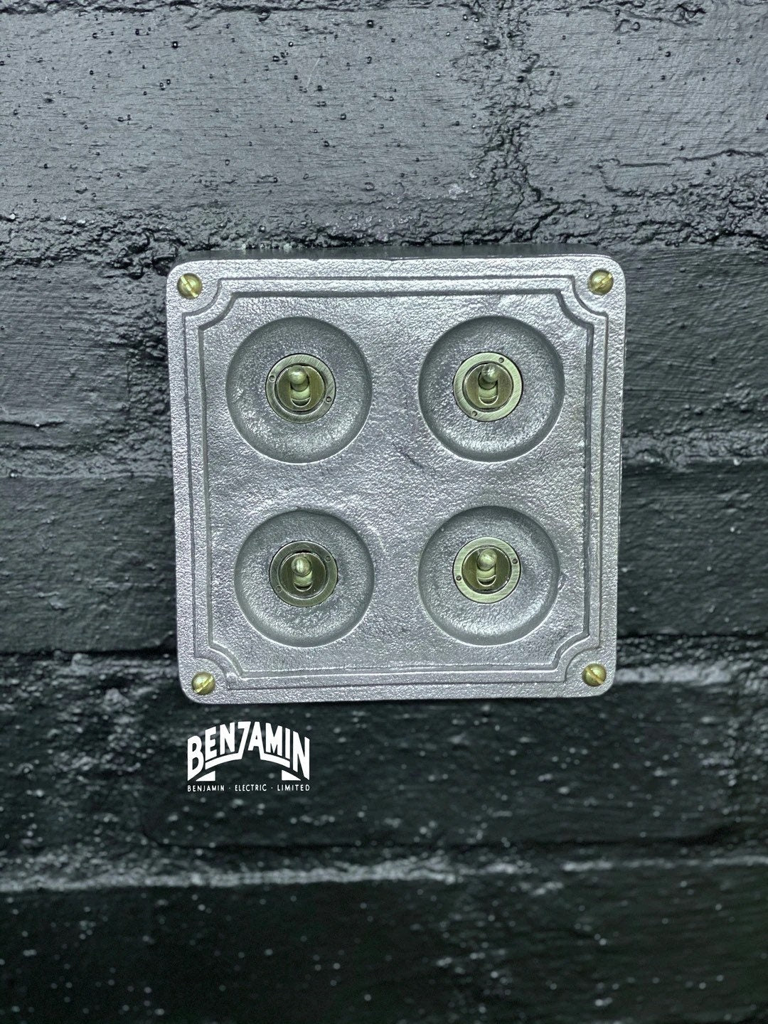 4 Gang 2 Way Solid Cast Metal Surface Mounting Conduit Light Switch Industrial - BS EN Approved Vintage 1950’s Britmac Style
