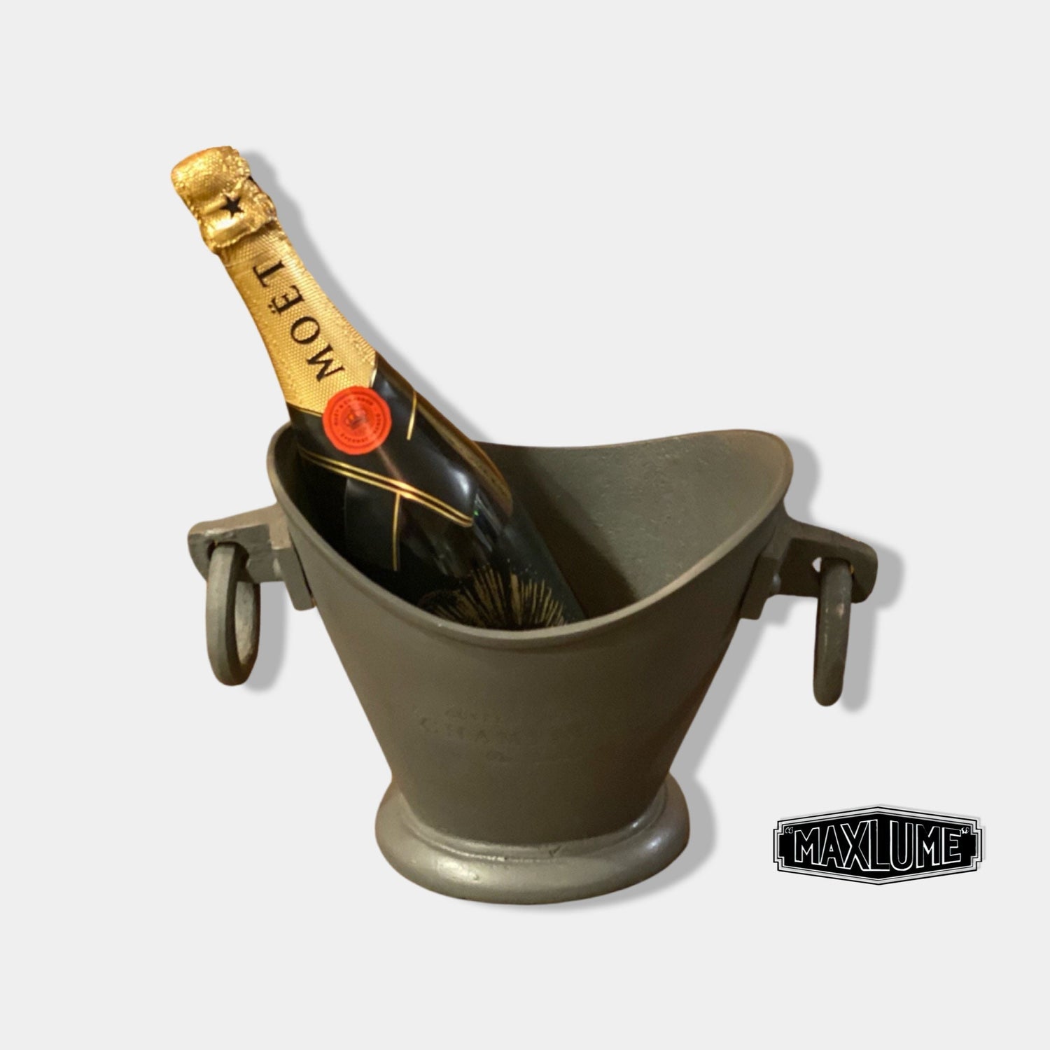 Maxlume Pewter Zinc Solid Cast Engraved Champagne Ice Bucket