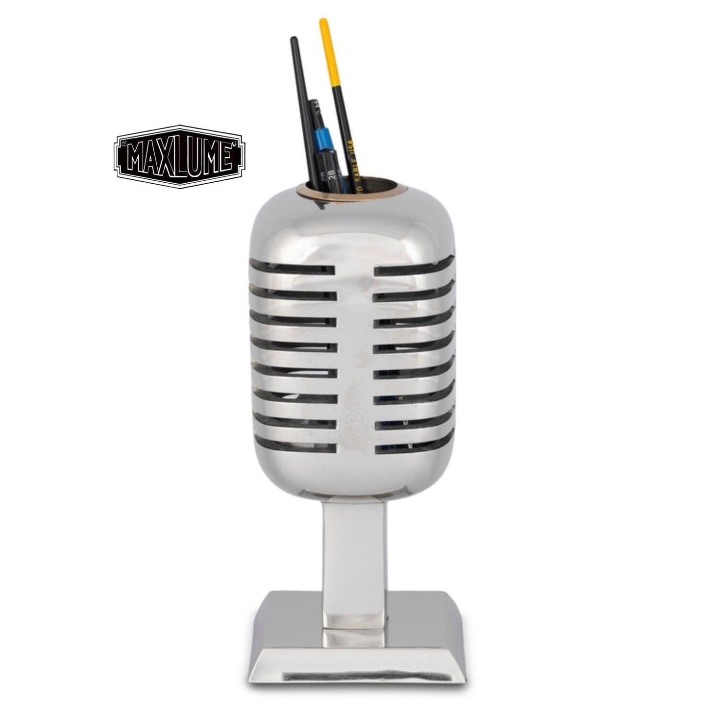 Maxlume - Vintage Microphone Pencil Stand Holder Retro Mic Office Accesories