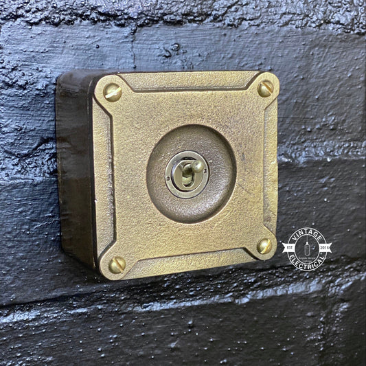 Single Gang Bronze Solid Cast Metal Light Switch Industrial 2 Way - BS EN Approved Vintage Crabtree 1950’s Style