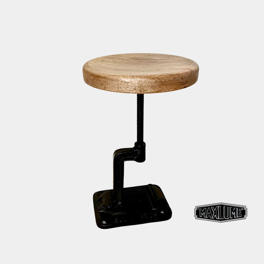 Maxlume ~ Vice Clamp Industrial Solid Bar Stool Leather Base | Vintage Style | Cast Metal | Floor Standing