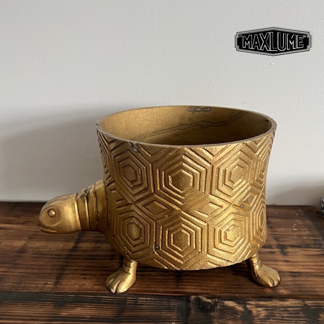 Maxlume - Turtoise Solid Cast Brass Metal Planter Pot for Succulents & Plants | Safari Planter | Animal Pot | Unique Planter |