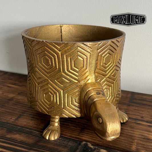 Maxlume - Turtoise Solid Cast Brass Metal Planter Pot for Succulents & Plants | Safari Planter | Animal Pot | Unique Planter |