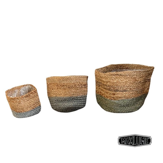 Set Of 3 Jute Plant Pots Handmade Natural Jute Indoor Planter