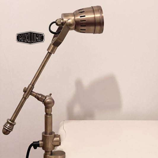 Maxlume ~ Solid Brass Table Clamp Lamp Vintage Style | Fabric Cable | Bedroom | Bedside Reading Light | Retro |