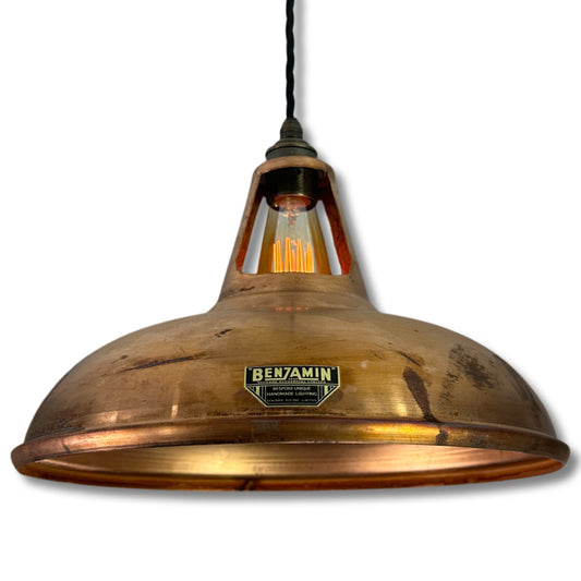 Cawston XL - Antique Copper Slotted Lampshade Pendant Set Light - 14 Inch