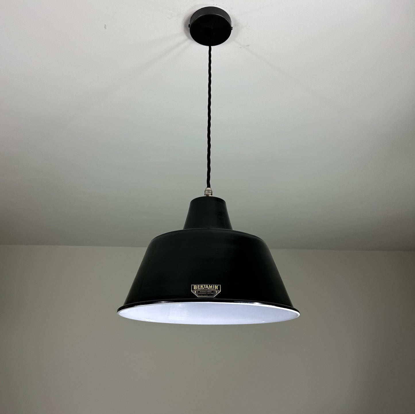 Pentney ~ Midnight Black Industrial factory shade ceiling light