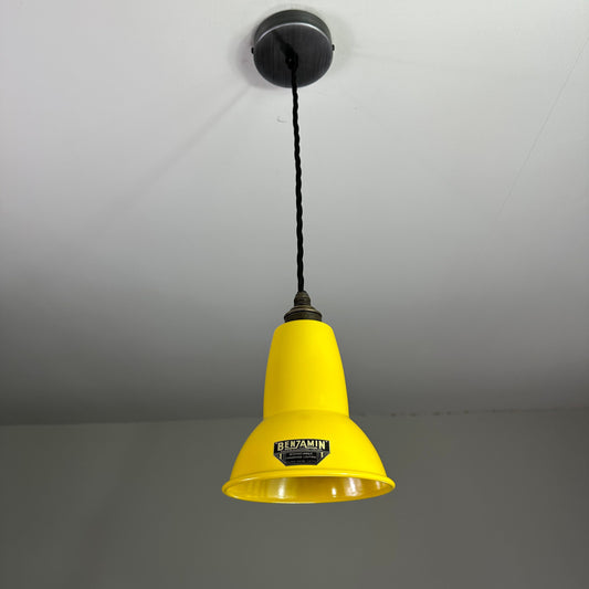 Alby ~ Deep Yellow Shade Pendant Set Light | Ceiling Dining Room | Kitchen Table | Vintage Edison Filament Bulb | 6 Inch