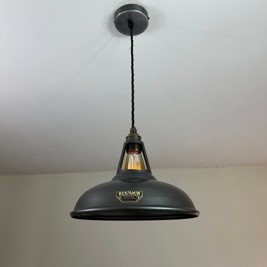 Cawston - Pewter Grey Slotted Lampshade Pendant Set Light - 11 Inch