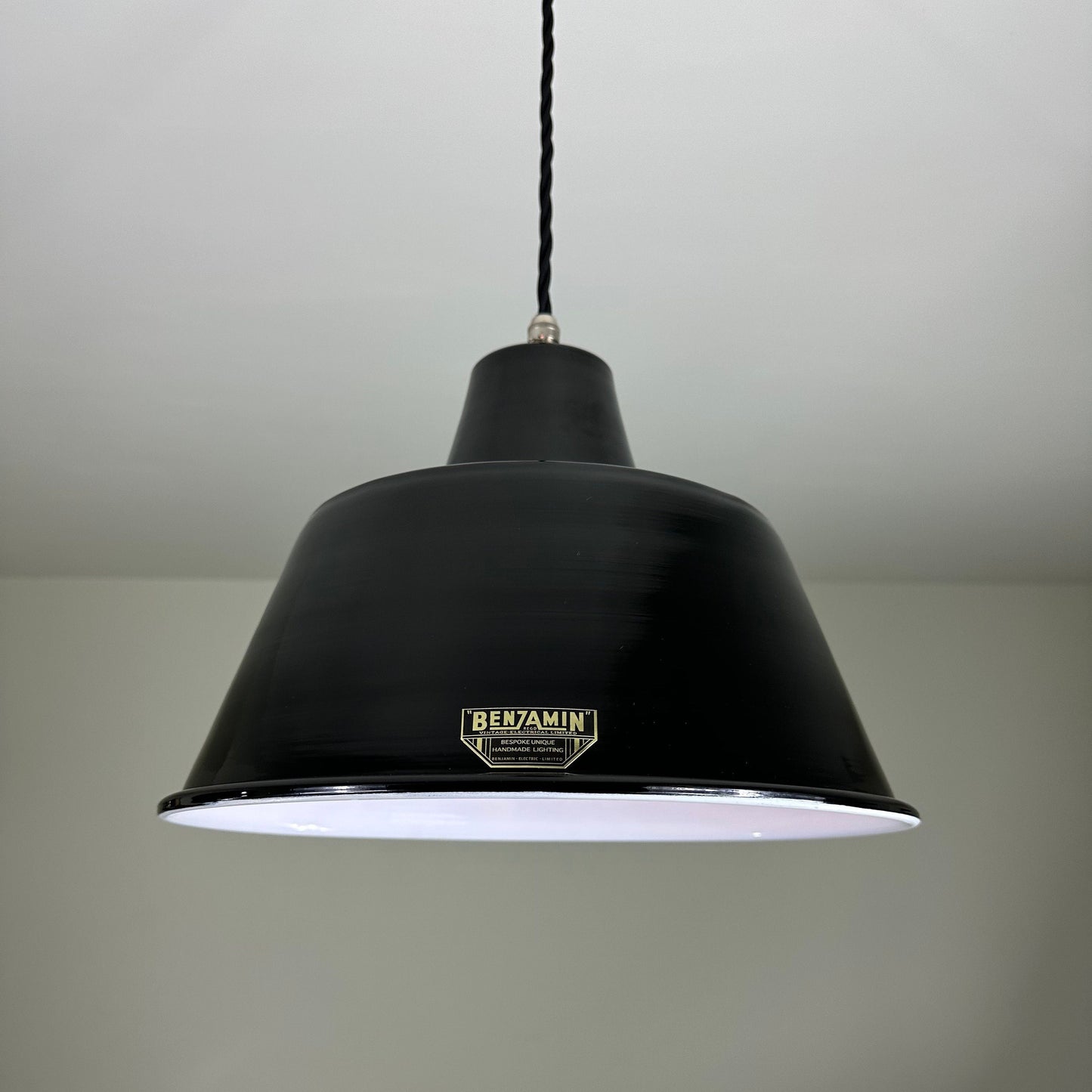 Pentney ~ Midnight Black Industrial factory shade ceiling light