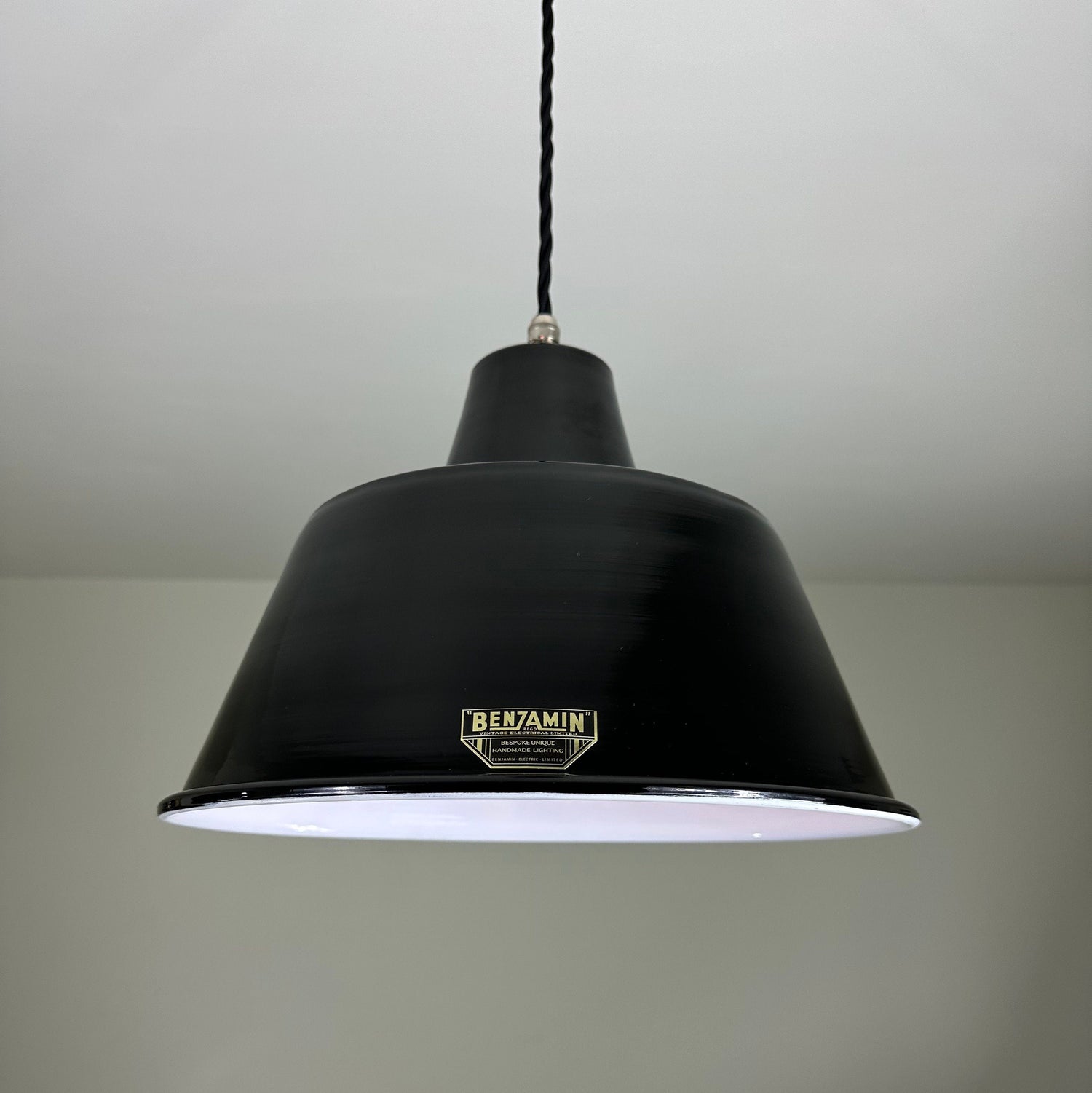 Pentney ~ Midnight Black Industrial factory shade ceiling light