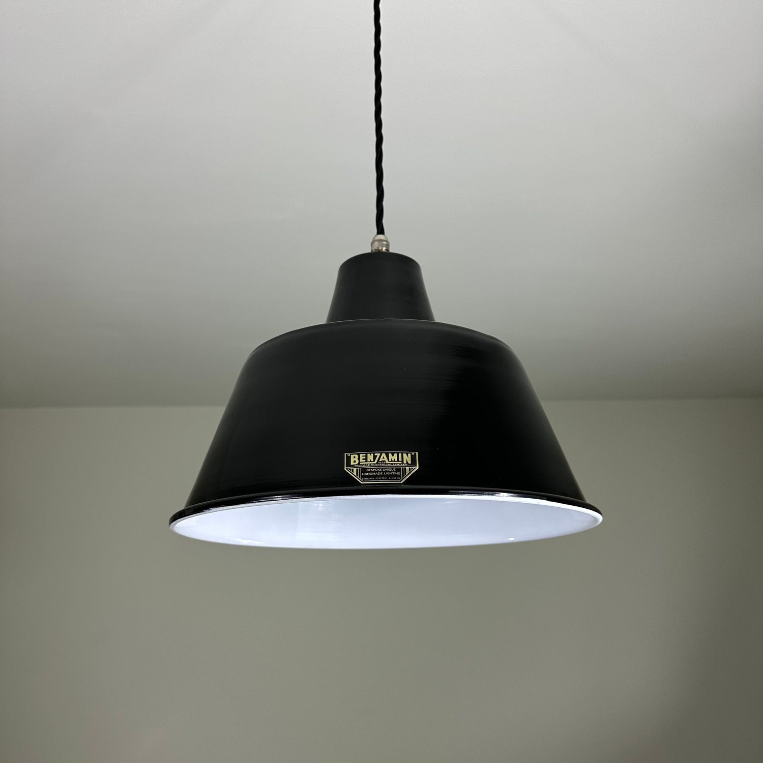 Pentney ~ Midnight Black Industrial factory shade ceiling light