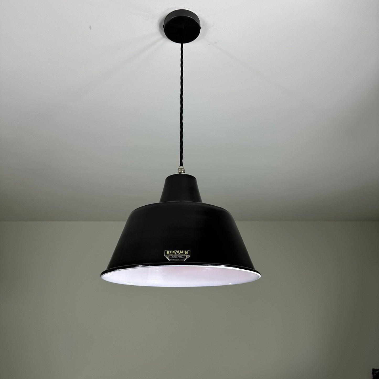 Pentney ~ Midnight Black Industrial factory shade ceiling light