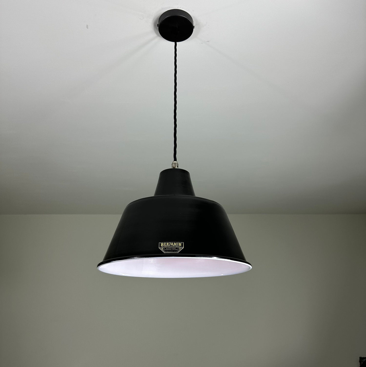 Pentney ~ Midnight Black Industrial factory shade ceiling light