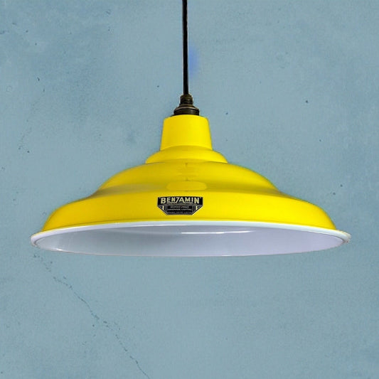 Bawsey ~ *Worn* Summer Yellow Lampshade Pendant Set Light ~ 16 Inch