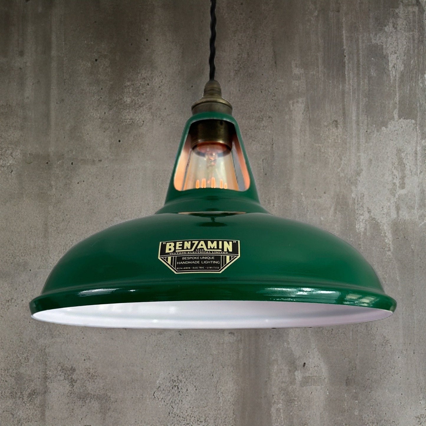 Cawston - Original Green Slotted Lampshade Pendant Set Light *Worn* - 11 Inch