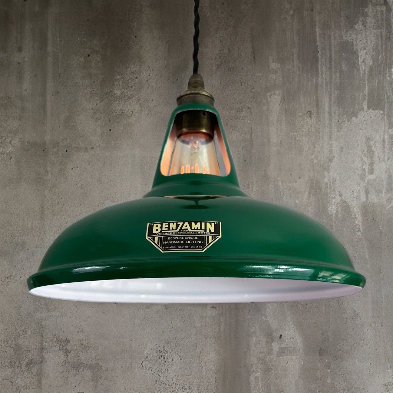 Cawston - Original Green Slotted Lampshade Pendant Set Light *Worn* - 11 Inch