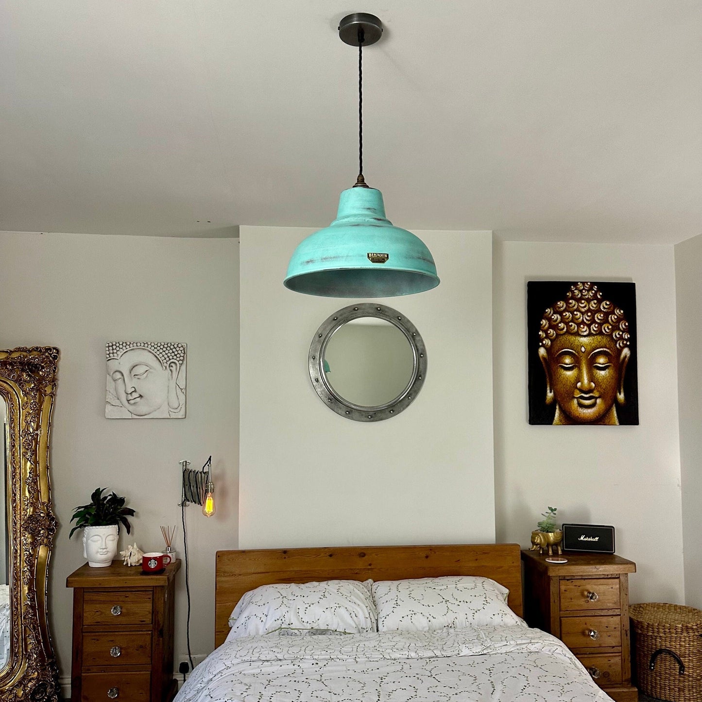 Salthouse XL - Verdigris Copper Patina Industrial Lampshade Light - 14.5 Inch