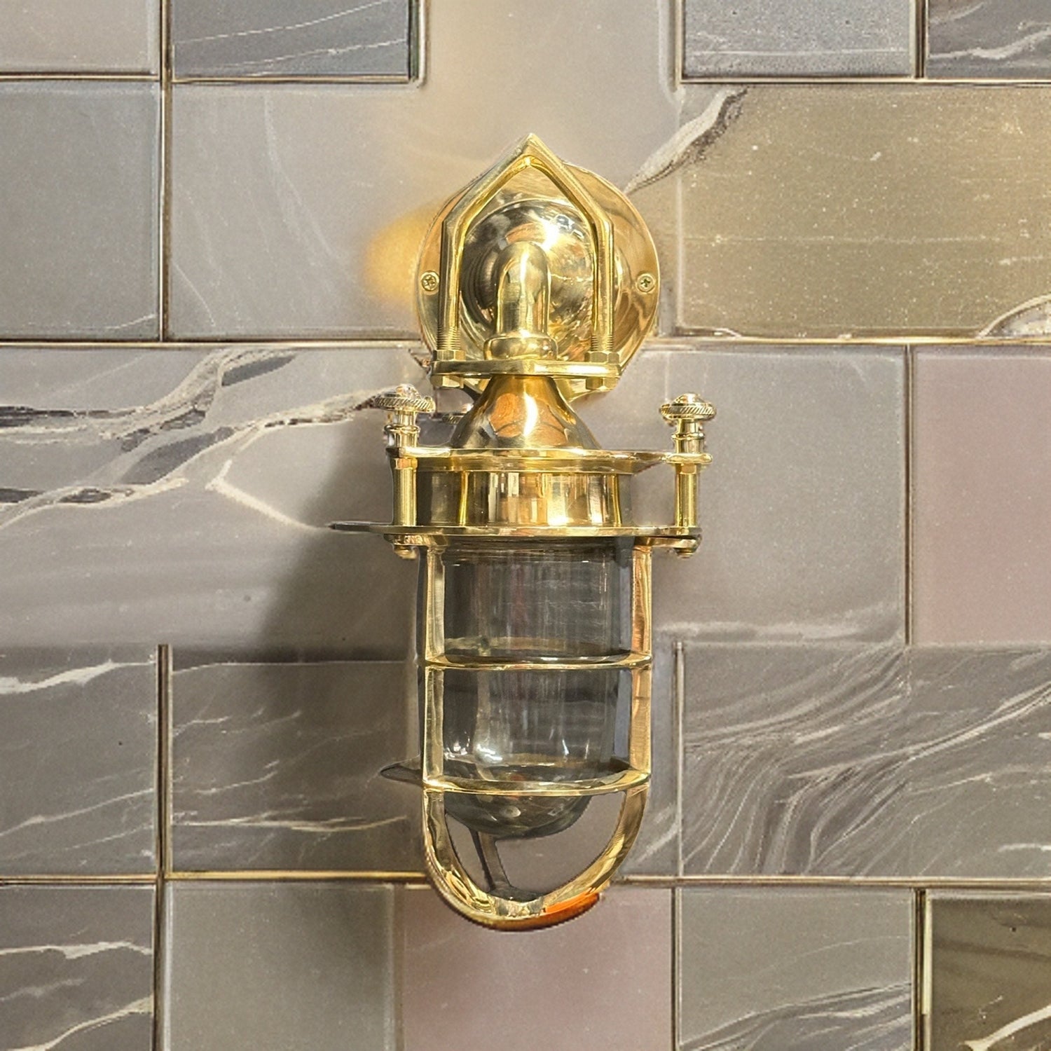 Kelling ~ Bulkhead Outdoor & Bathroom Sconce Wall Light Solid Brass | 11 Inch