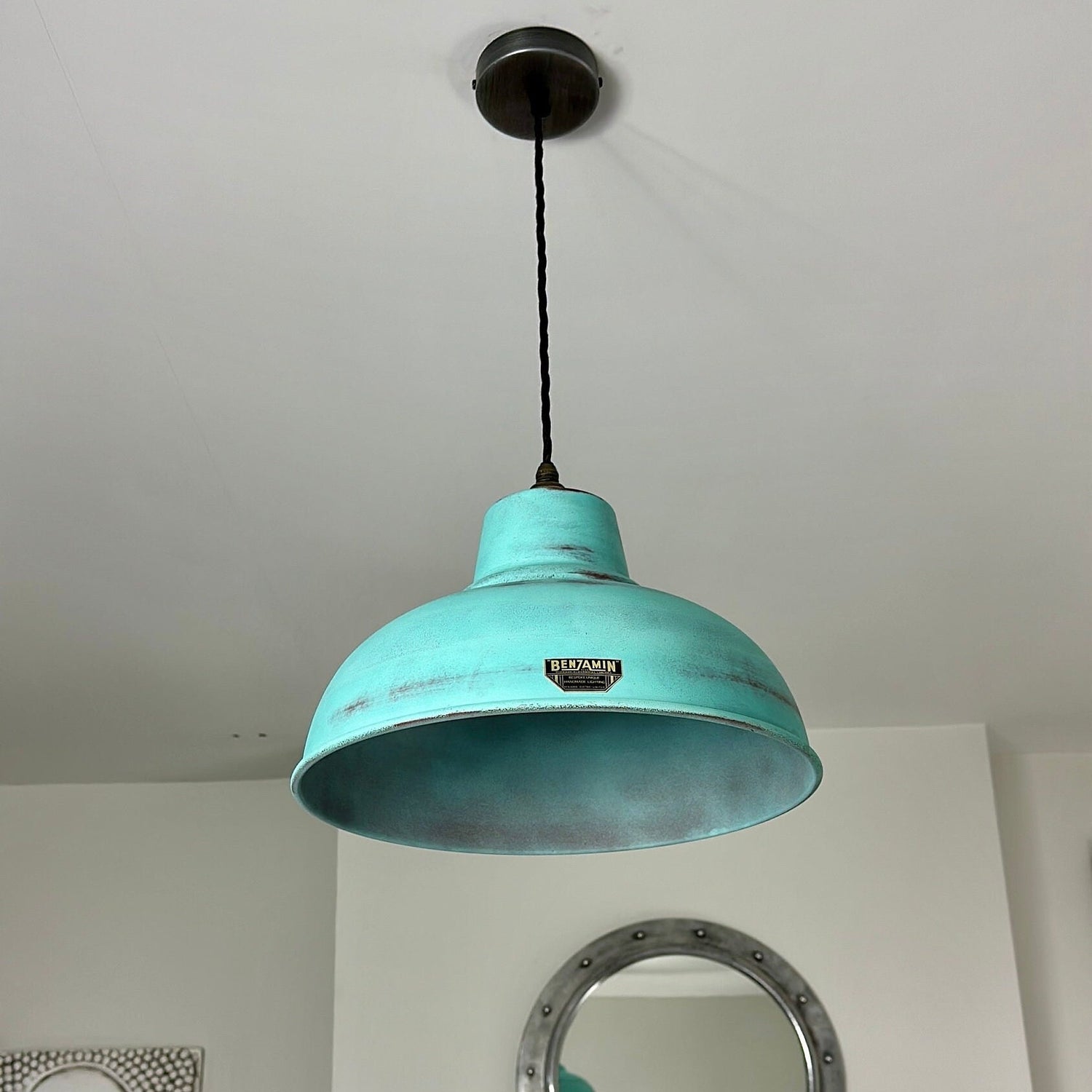 Salthouse XL - Verdigris Copper Patina Industrial Lampshade Light - 14.5 Inch