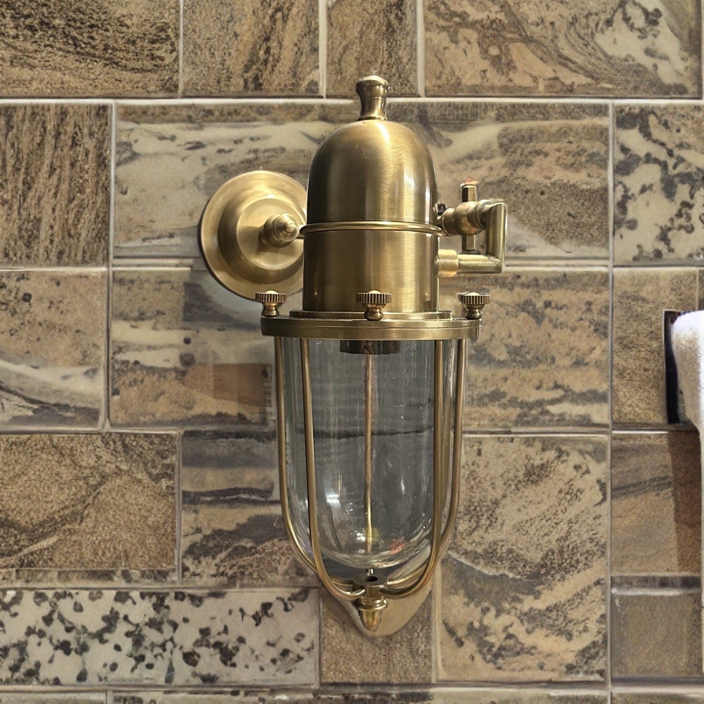 Caister ~ Bulkhead Outdoor & Bathroom Sconce Wall Light Solid Brass | 13.5 Inch