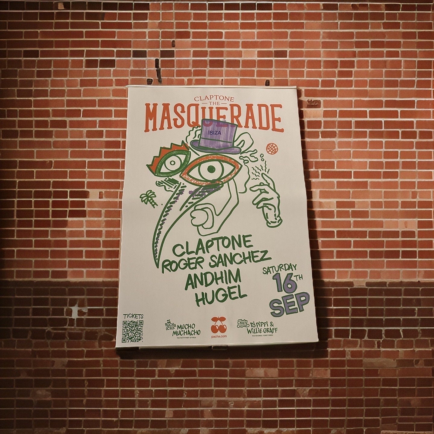 Masquerade ~ Genuine Official Pacha Ibiza Framed Dj Artwork Travel Poster | A3 Luxury Black Frame