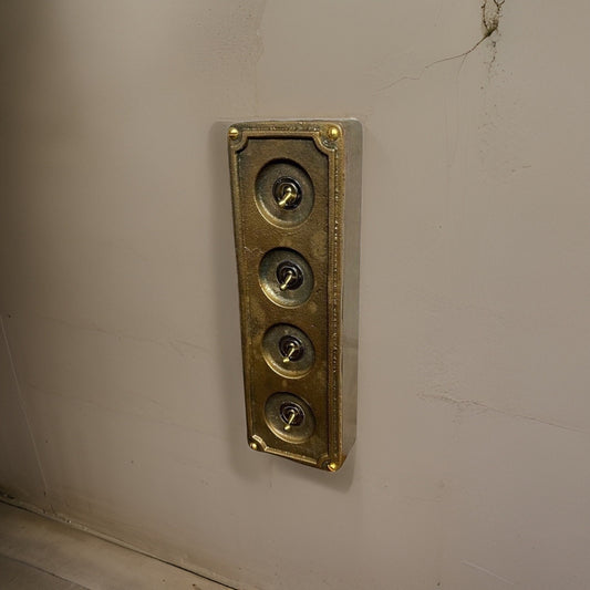 4 Gang 2 Way Solid Cast Bronze Metal Surface Mounting Conduit Light Switch Industrial - BS EN Approved Vintage Britmac Style