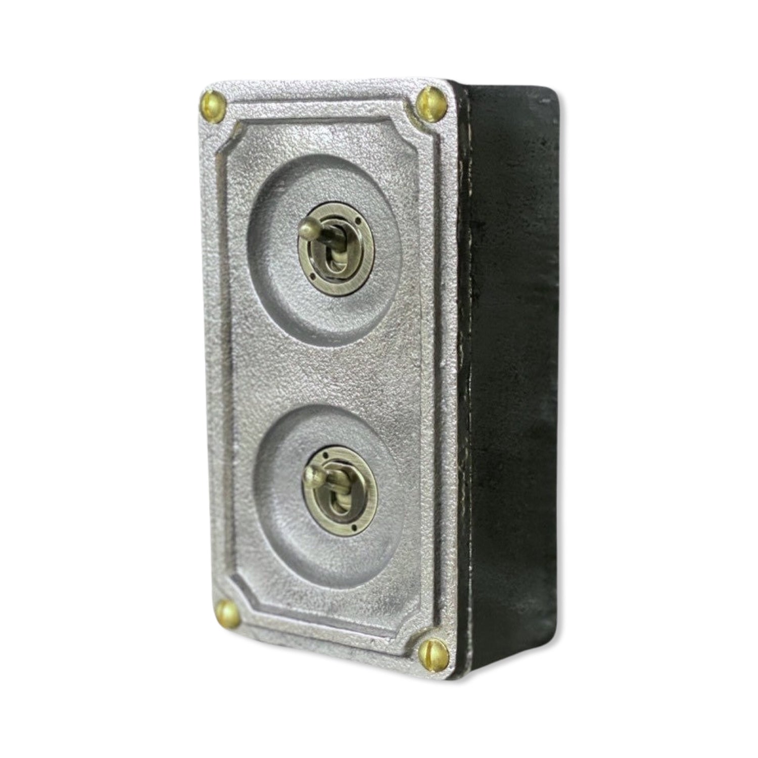 Double 2 Gang Solid Cast Metal Conduit Light Switch Industrial 2 Way - BS EN Approved Vintage Crabtree 1950’s Style