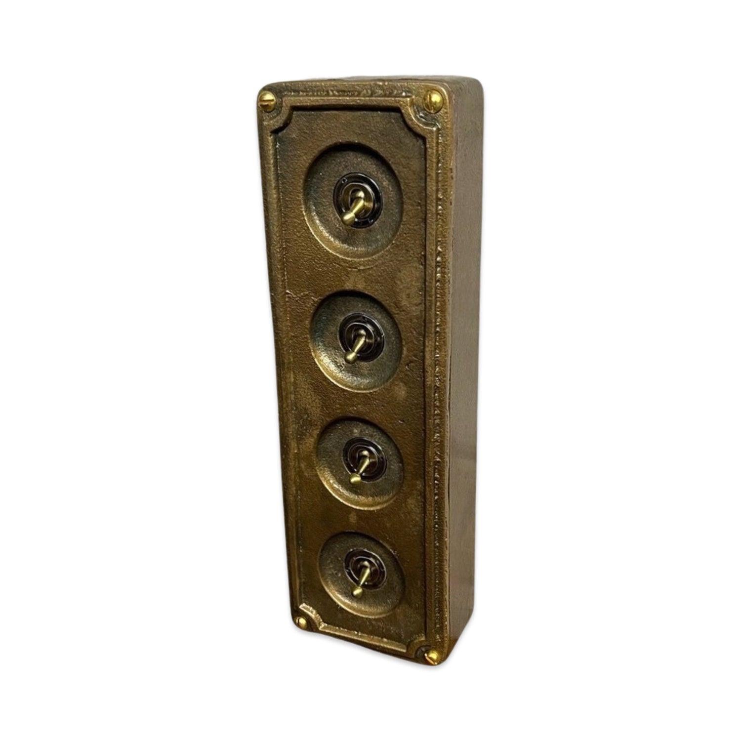 4 Gang 2 Way Solid Cast Bronze Metal Surface Mounting Conduit Light Switch Industrial - BS EN Approved Vintage Britmac Style