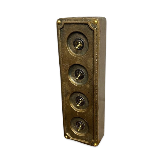 4 Gang 2 Way Solid Cast Bronze Metal Surface Mounting Conduit Light Switch Industrial - BS EN Approved Vintage Britmac Style