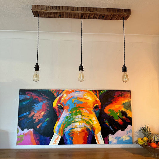 Solid Mango Wooden Track Light Rectangular 3 Outlet Ceiling Rose Industrial