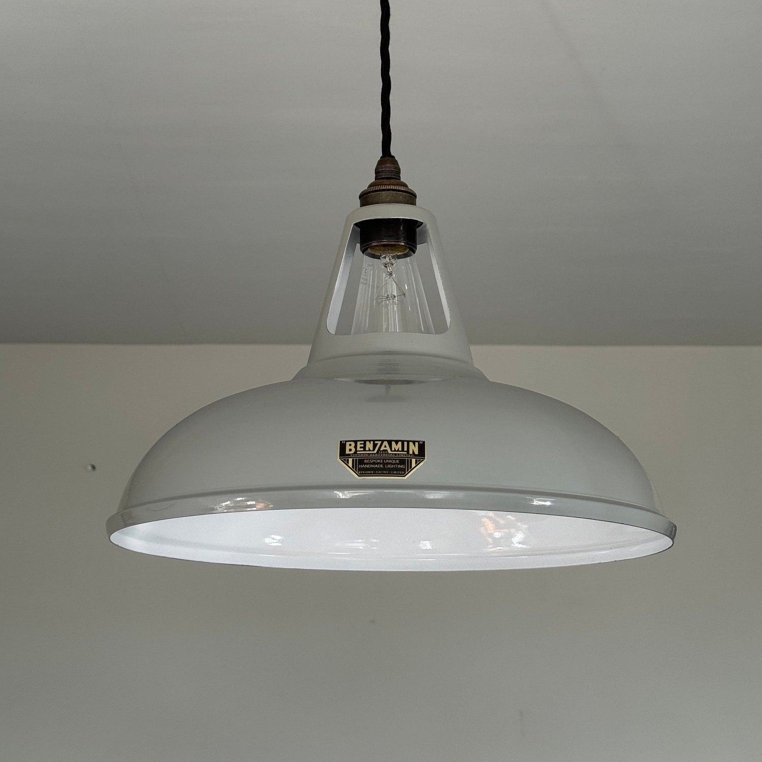 Cawston XL - Original Grey Slotted Lampshade Pendant Set Light *Worn* ~ 14 Inch